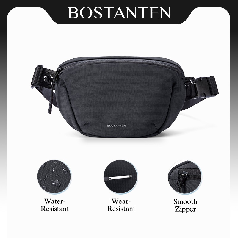 BOSTANTEN Jet กระเป๋าคาดเอวผู้ชาย กันน้ำ น้ำหนักเบา มินิมอล ช่องซิปหลัก ใส่ของพอดี เหมาะเดินทาง