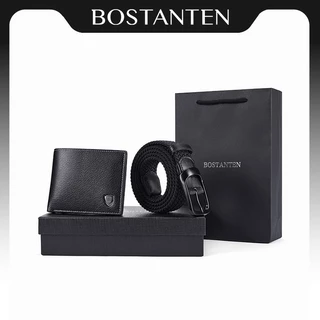 BOSTANTEN Weave Belt & Wallet Set ชุดของขวัญผู้ชาย เข็มขัด+กระเป๋าสตางค์ พรีเมียม พร้อมถุง