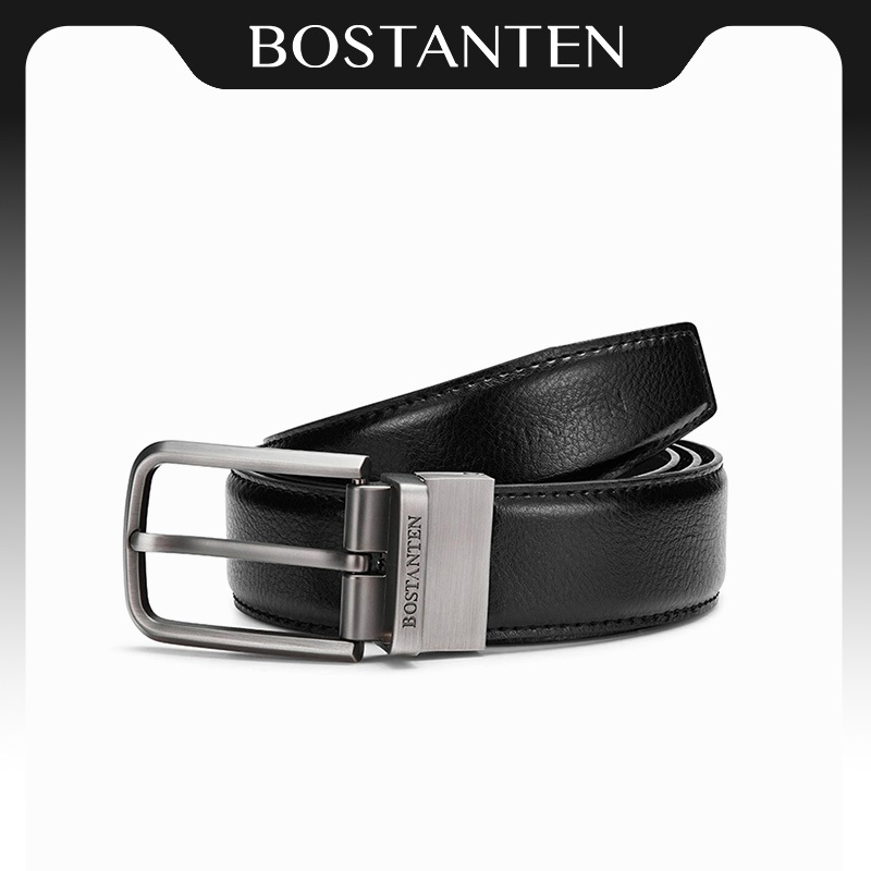 BOSTANTEN Classic เข็มขัดผู้ชาย หนังวัวแท้ หัวล็อกหมุนได้ ใส่ได้สองด้าน เหมาะเป็นของขวัญผู้ชาย พร้อมกล่อง