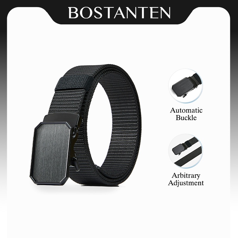 BOSTANTEN Edge เข็มขัดผู้ชาย-ผู้หญิง ดีไซน์ทันสมัย เรียบง่าย หัวสี่เหลี่ยม ใส่ได้ทุกวัน พร้อมกล่อง