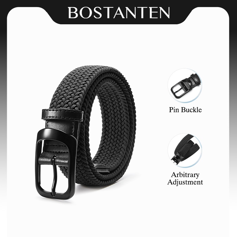 BOSTANTEN Weave เข็มขัดผู้ชาย-ผู้หญิง ลายถัก ยืดหยุ่น ใส่สบาย เรียบหรู ใช้ได้ทุกวัน พร้อมกล่อง