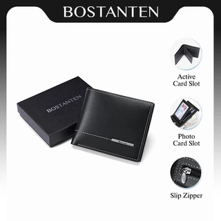 BOSTANTEN Arc กระเป๋าสตางค์ผู้ชาย หนัง PU ดีไซน์เรียบหรู ตะเข็บขาวตัด พรีเมียม เหมาะทุกการใช้งาน