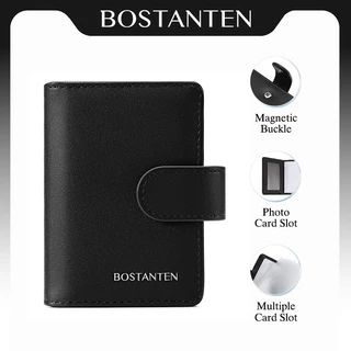 BOSTANTEN Hugo Cardholder ซองใส่บัตรผู้ชาย หนังแท้ RFID กันสแกน พับได้ จุเยอะ เรียบหรู