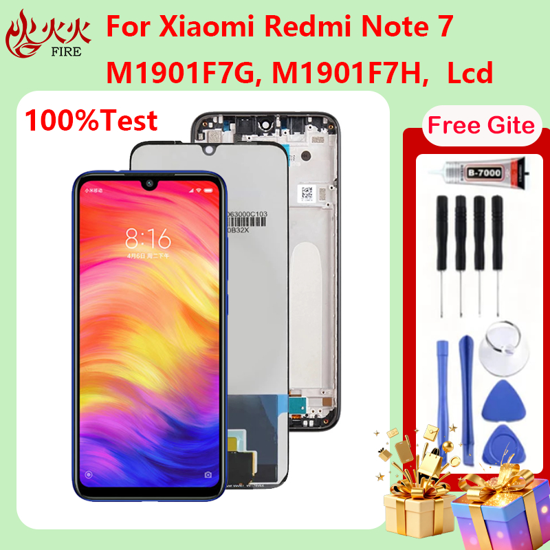 จอแสดงผล LCD สําหรับ Xiaomi Redmi หมายเหตุ 7 M1901F7G M1901F71 หน้าจอสัมผัส Digitizer Assembly กรอบอ
