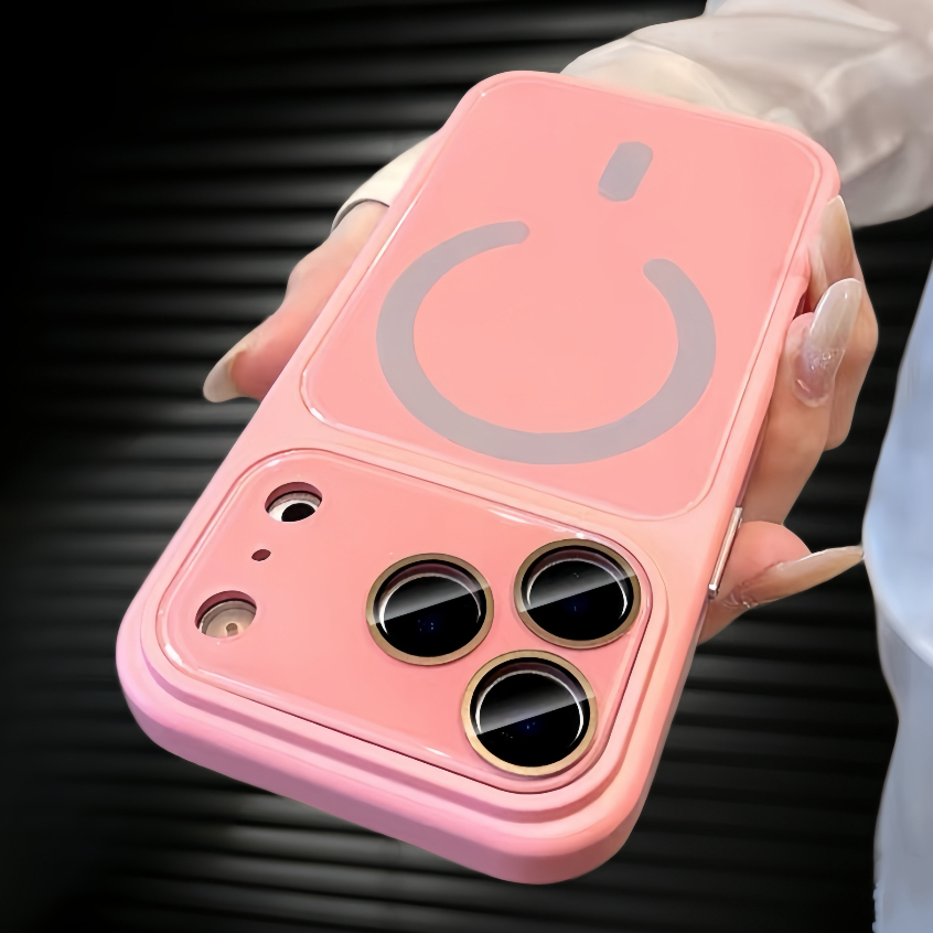 【17 Style Instant Convert Case/High quality/Large Window/Soft edge/Ai camera button/Glass hard case with Lens Film/Rose Pink】เคส compatible for iPhone 13 14 15 16 17 pro max case