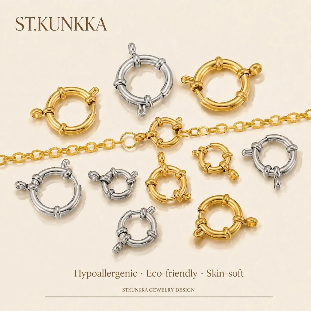 St.kunkka 2Pcs 10-18mm คุณภาพสูง สเตนเลส ตะขอสปริง สําหรับทําเครื่องประดับ สร้อยคอ สร้อย