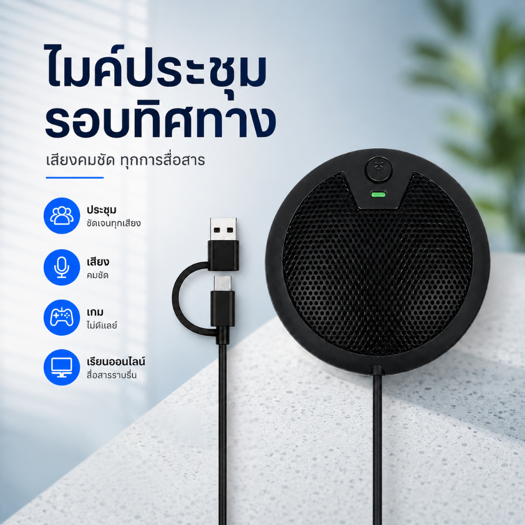 Linim 360° ไมโครโฟนคอนเดนเซอร์ Usb พร้อมสายยาว 2 เมตรปลั๊ก Type-C สําหรับคอมพิวเตอร์วิดีโอการประชุมออนไลน์การสอนการเล่นเกมบันทึกวิดีโอ usb Microphone