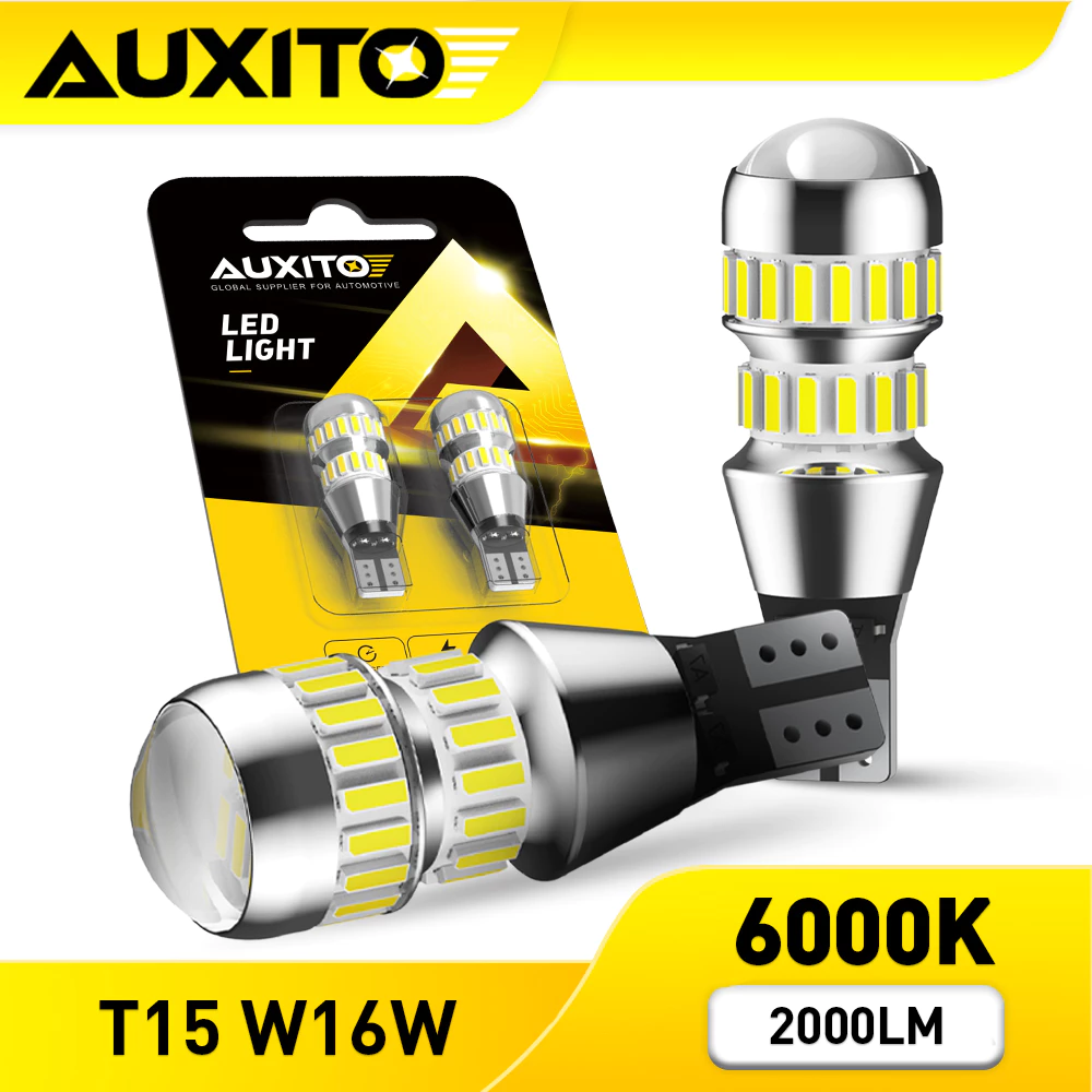 AUXITO 2PC หลอดไฟถอยหลัง LED T15 W16W แคนบัส ไม่มีข้อผิดพลาด OBC 921 912 สําหรับจอดรถยนต์