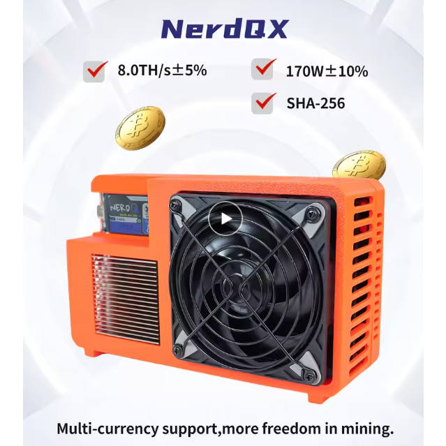 NerdQX Bitcoin Miner 8TH/s ASIC Miner SHA-256 BTC Crypto Mining Rig Lottery Solo Miner สําหรับ Bitco