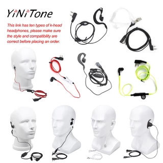 2-Pin ชุดหูฟัง Mic Walkie Talkie Head Mount หูฟังความปลอดภัยสายไฟสําหรับ UV-5R UV-5RE UV-6R BF-888S Kenwood Two Way วิทยุชุดหูฟัง