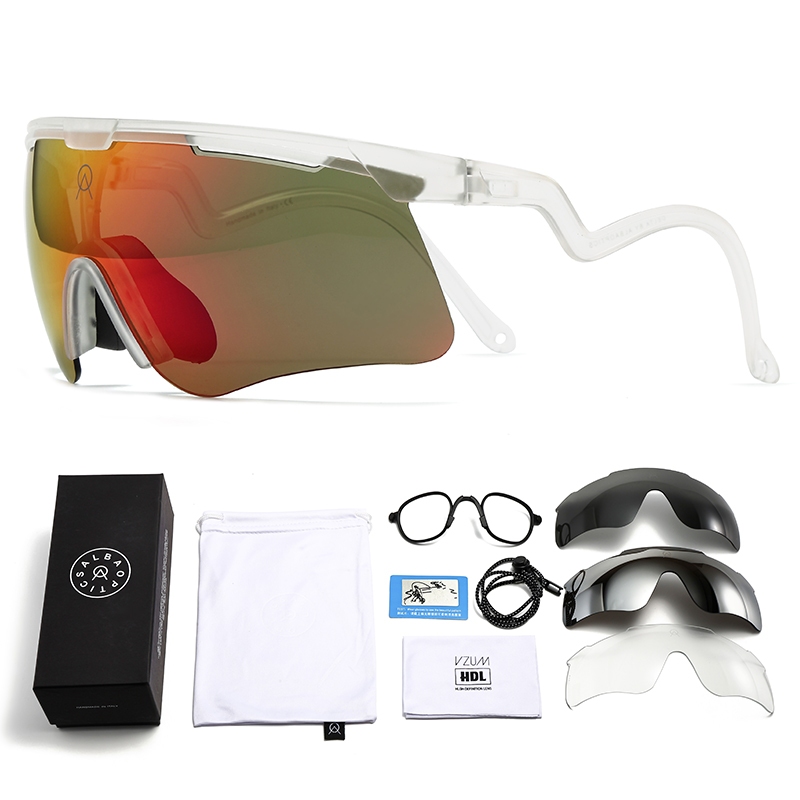 Alba optics สามเลนส์แว่นตาปั่นจักรยานโพลาไรซ์สําหรับผู้ชาย แว่นตากีฬากลางแจ้ง ทรายกันลม ป้องกัน UV400