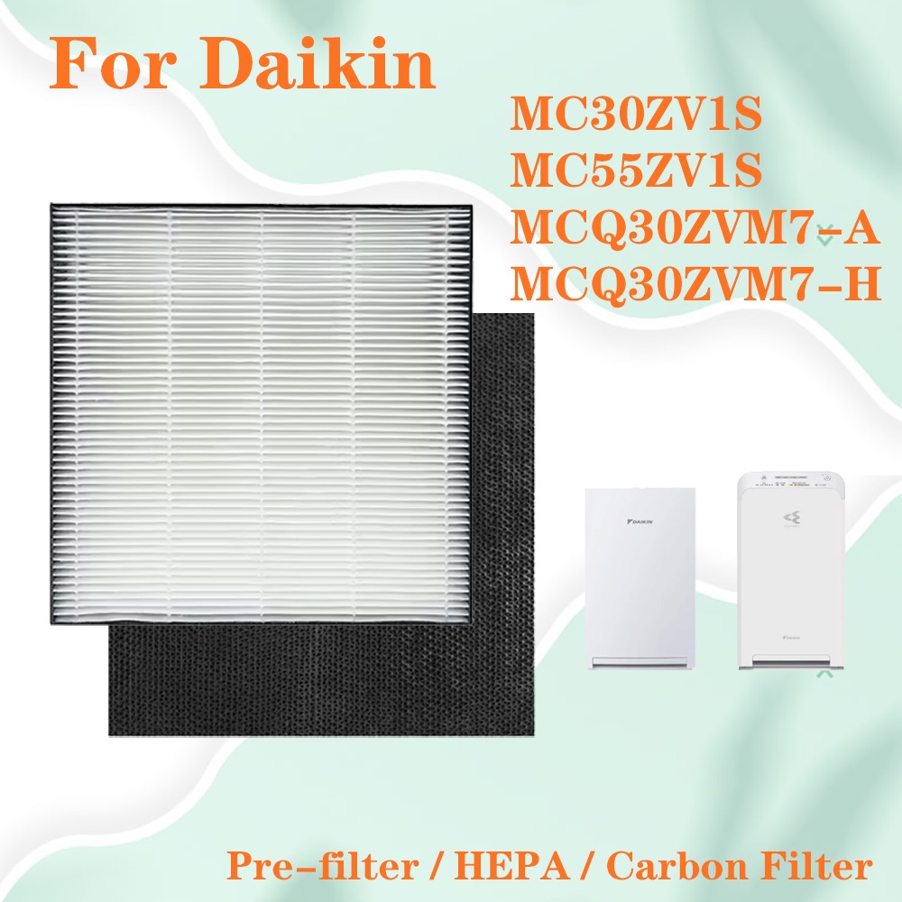 สําหรับเครื่องฟอกอากาศ Daikin MC30ZV1S, MCQ30ZVM7-A, MCQ30ZVM7-H, MC55ZV1S, เปลี่ยนแผ่นกรอง HEPA และ