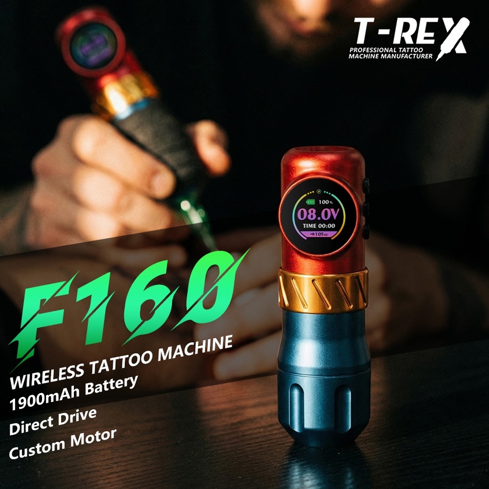 T-Rex F160 เครื่องสักไร้สาย Direct Drive Stroke 3.5mm มอเตอร์โรตารีแรงบิดสูง ปากกาสักมืออาชีพ