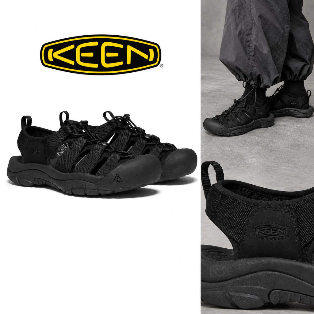 Keen Newport H2 Black Sandals for Men/Women - มีไซส์ครบ ส่งทุกวัน ระบายอากาศได้ดี เท่ เหมาะสําหรับทุกฤดูกาล