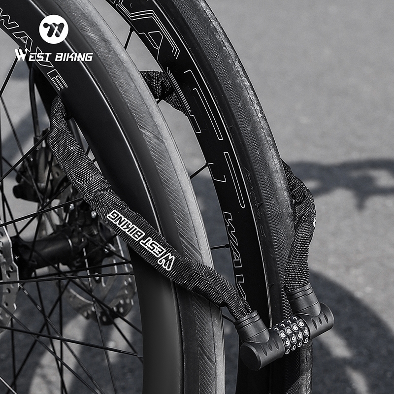 WEST BIKING จักรยานล็อคล็อคจักรยาน Four-Digit Combination ล็อคป้องกันการโจรกรรมแบบพกพา Security ล็อครถจักรยานยนต์เสือภูเขาอุปกรณ์เสริม