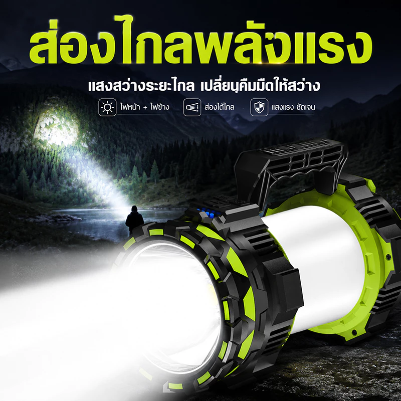 โคมไฟแคมป์ปิ้ง 2in1 ไฟฉาย LED 5000mAh ชาร์จมือถือได้ Type-C thumbnail 8