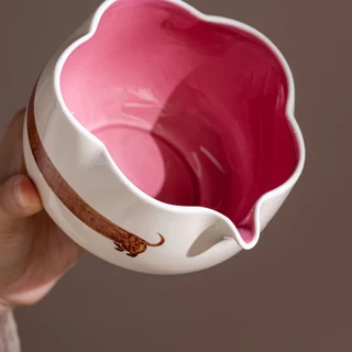 Buucup ชามมัทฉะชุด Dachshund ดอกไม้ปากออกแบบนมสีขาว Rose สีแดงสีคมชัดสไตล์ญี่ปุ่นชาเซรามิค Shaker Full Love สุนัขของขวัญ