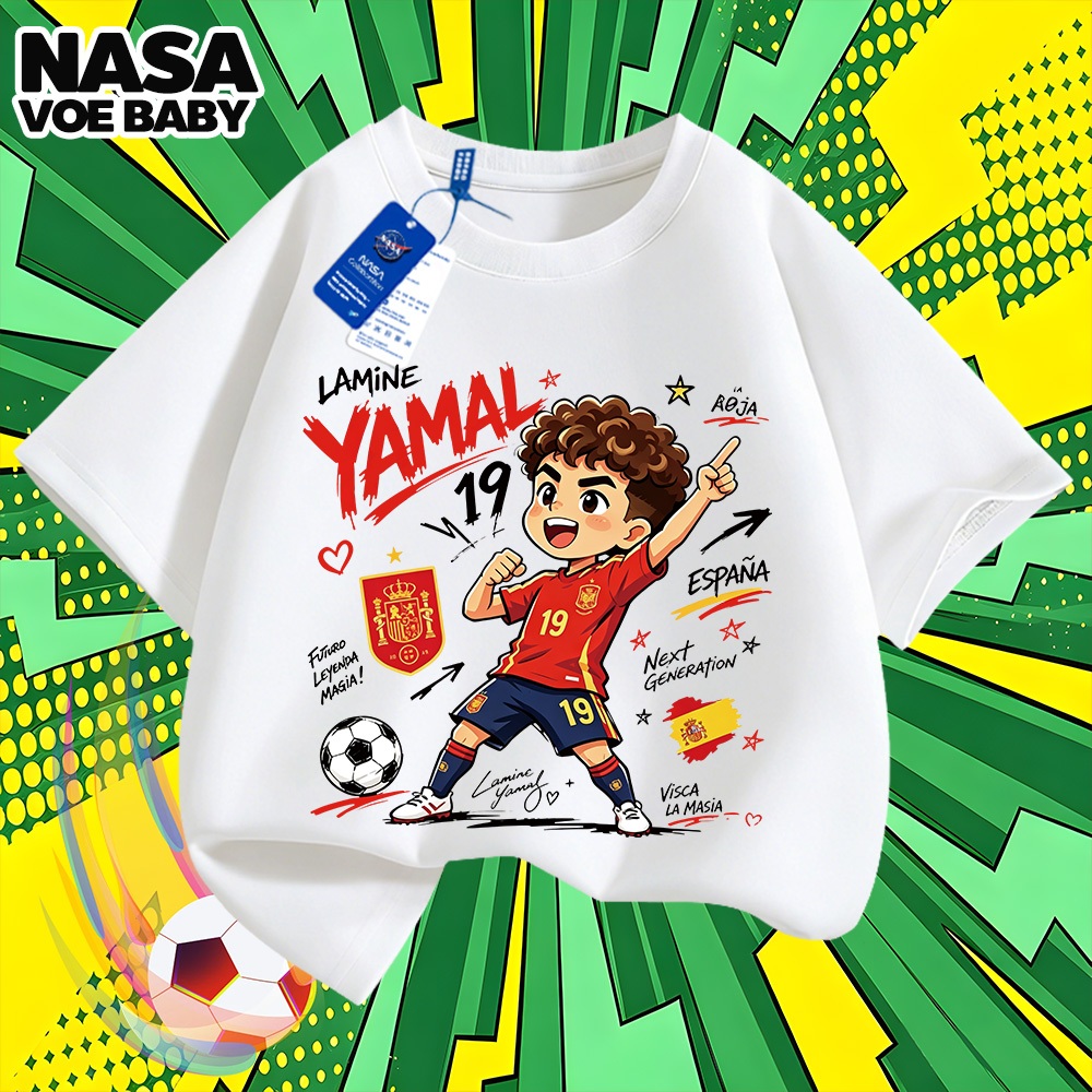 【ส่งเร็ว 24ชม】 เสื้อยืดเด็ก ลายพิมพ์ ยามาล ฟุตบอลโลก นสดใส ระบายอากาศด จัดส่งจากไทย