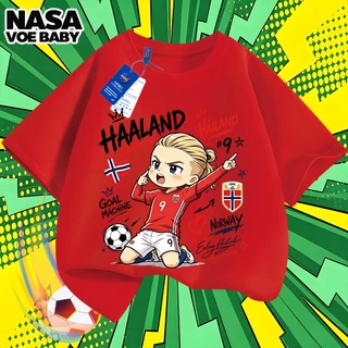 【ส่งเร็ว 24ชม】 เสื้อยืดเด็ก ลายพิมพ์ ฮาแลนด์ ฟุตบอลโลก ไม่ต้องรีด ระบายอากาศด จัดส่งจากไทย