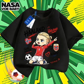 【ส่งเร็ว 24ชม】 เสื้อยืดเด็ก ลายพิมพ์ ฮาแลนด์ ฟุตบอลโลก ไม่ต้องรีด ระบายอากาศด จัดส่งจากไทย