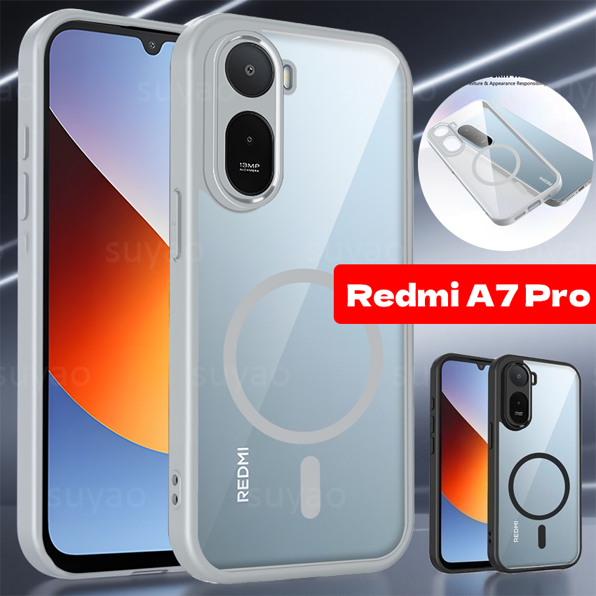 สําหรับ Redmi A7Pro A7 Pro A5 2026 เคสโทรศัพท์แม่เหล็ก Frosted Matte ปลอกโปร่งใส RedmiA7Pro RedmiA5 สี่มุม ShockProof กล้องป้องกันปกหลัง