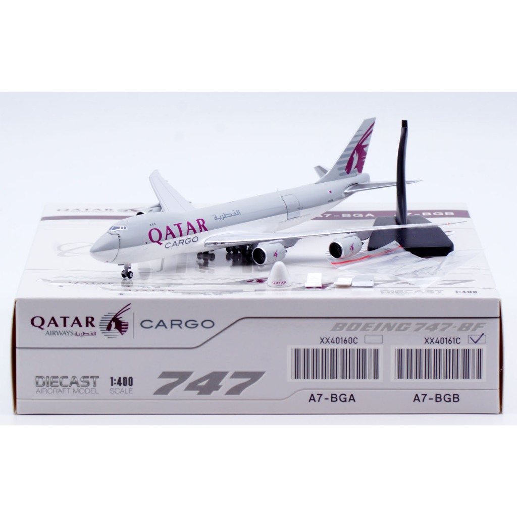 XX40161C Alloy Collectible Plane JC Wings 1:400 Qatar Cargo Boeing B747-8F "Interactive Series" Diec