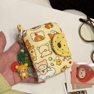 กระเป๋าใส่เหรียญลายหมี น่ารัก มีพวงกุญแจ ใส่เหรียญ บัตร เอกสาร
