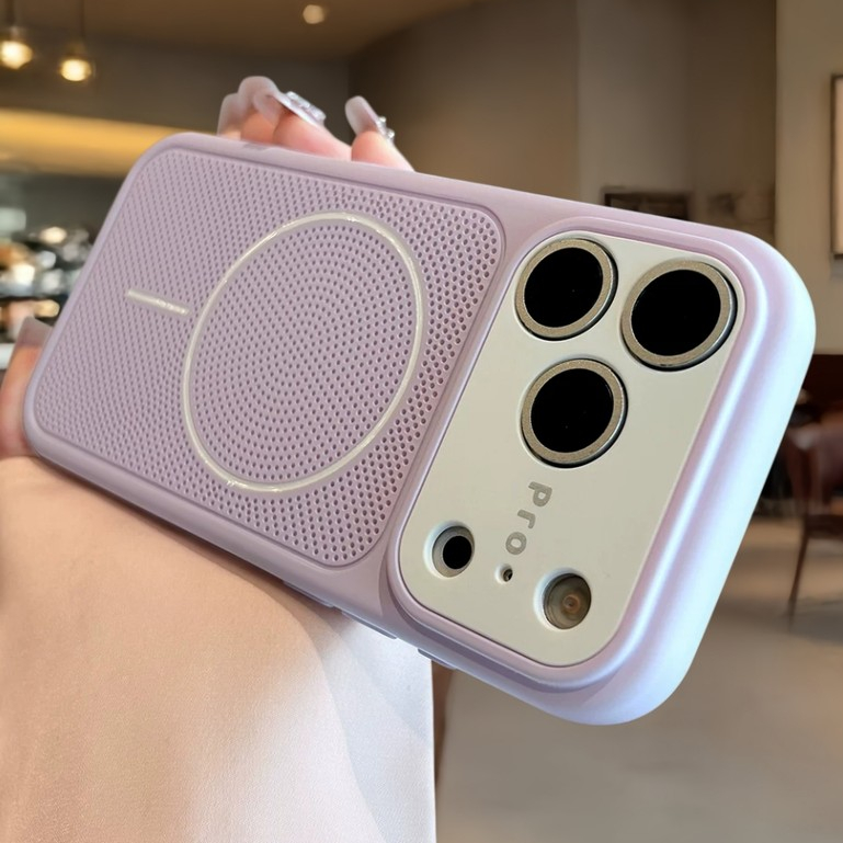 เคสโทรศัพท์แข็งสองชั้นรูระบายความร้อนป้องกันรอยขีดข่วนสีคอนทราสต์ สำหรับ iPhone 17 14 13 มือโปร สูงสุด