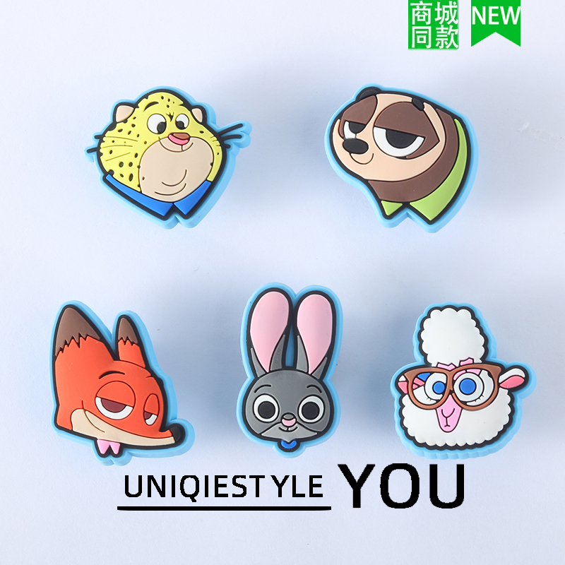 ใหม่รองเท้าหลุมดอกไม้ตกแต่งรองเท้าหัวเข็มขัดเนื้อการ์ตูนสัตว์บ้าเมืองซีรีส์ตกแต่ง ทําเอง ที่ถอดออกได้