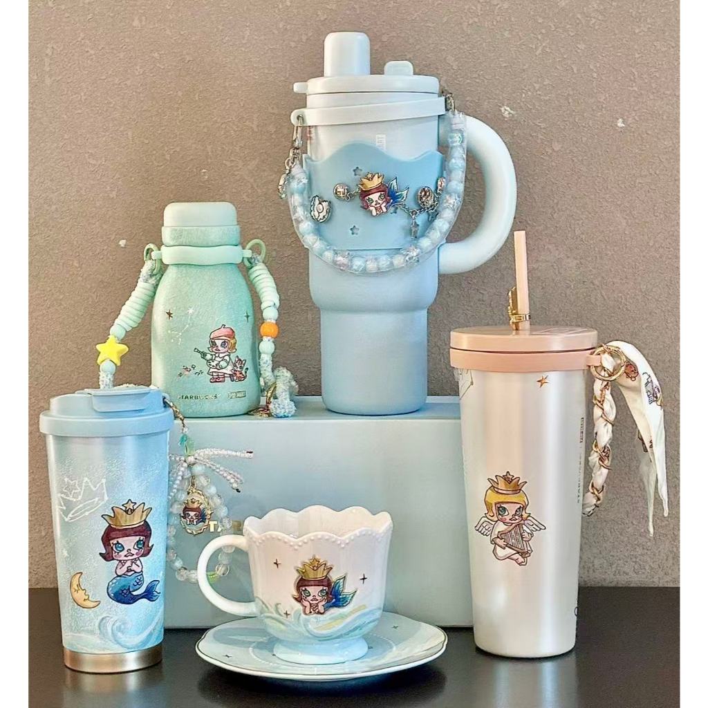 [คลังสินค้าพร้อมใหม่เอี่ยม] MOLLY X Starbucks Straw Cup Thermos Cup ถ้วยน้ํา ถ้วยแก้ว ถ้วยสแตนเลส