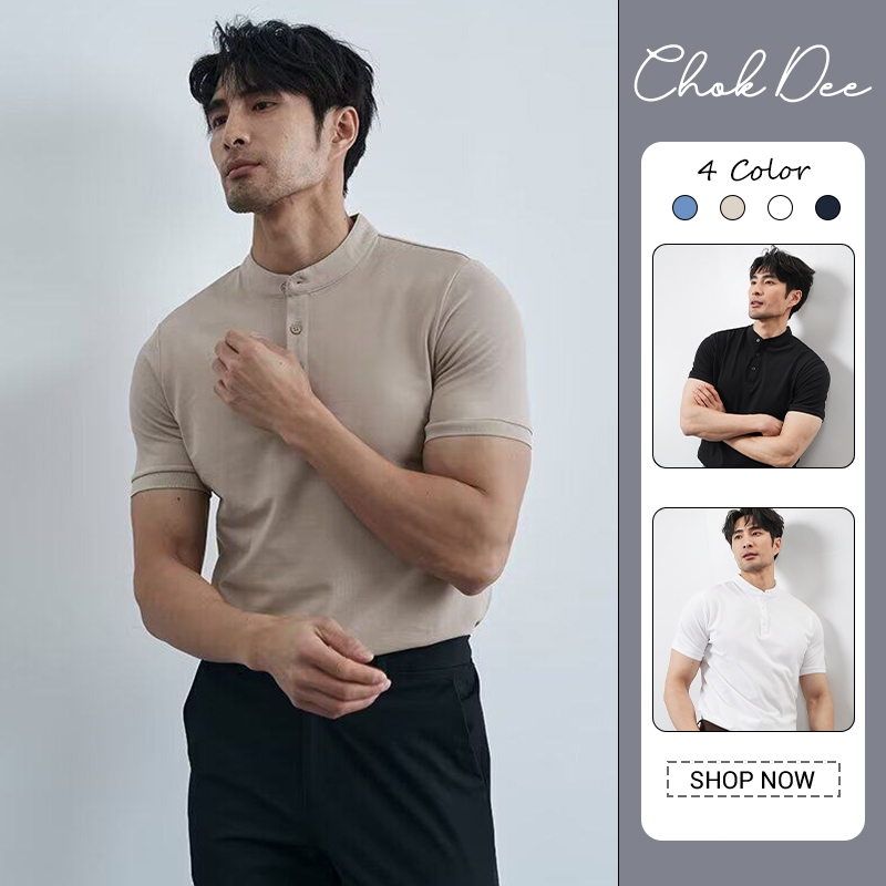 เสื้อโปโลคอปกลายทางสไตล์เกาหลี: เสื้อท็อปแขนสั้นทรงหลวมลําลอง