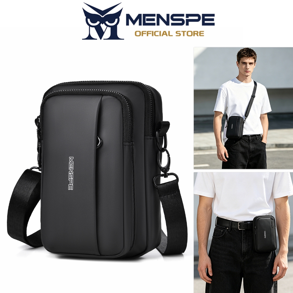 MENSPE กระเป๋าสะพายผู้ชายกระเป๋า Messenger เทรนด์แฟชั่นกระเป๋าโทรศัพท์ธุรกิจความจุขนาดใหญ่คาดเอวน้ําหนักเบาแฟชั่นลําลองแฟชั่นกีฬาถนนสําหรับนักศึกษาวิทยาลัย
