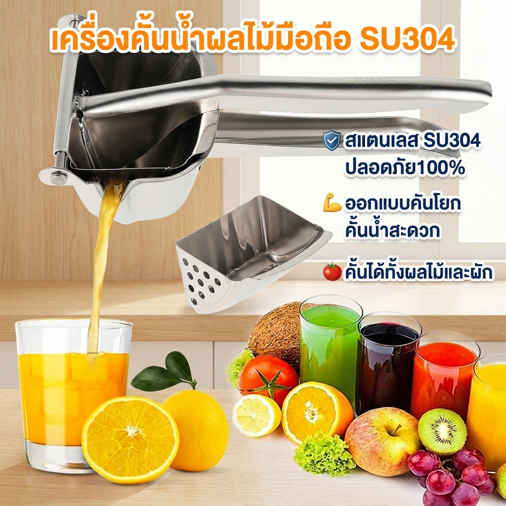 304 สแตนเลสสตีลมะนาว Squeezer Citrus Juicer Hand Press Heavy Duty คู่มือบีบน้ําผลไม้ Extractor SHOPTKC5009