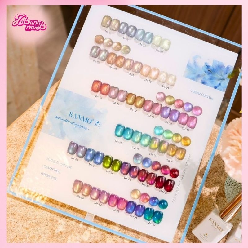 【พร้อมส่ง】SANMO 30 สี（Icelandic Cat's Eye gel) เจลตาแมว+สีเจลแคทอายเนื้อซาติน เนื้อซาติน เล่นแสงละมุน ชุดสี 30สี+ฟรีชาร์ทสี