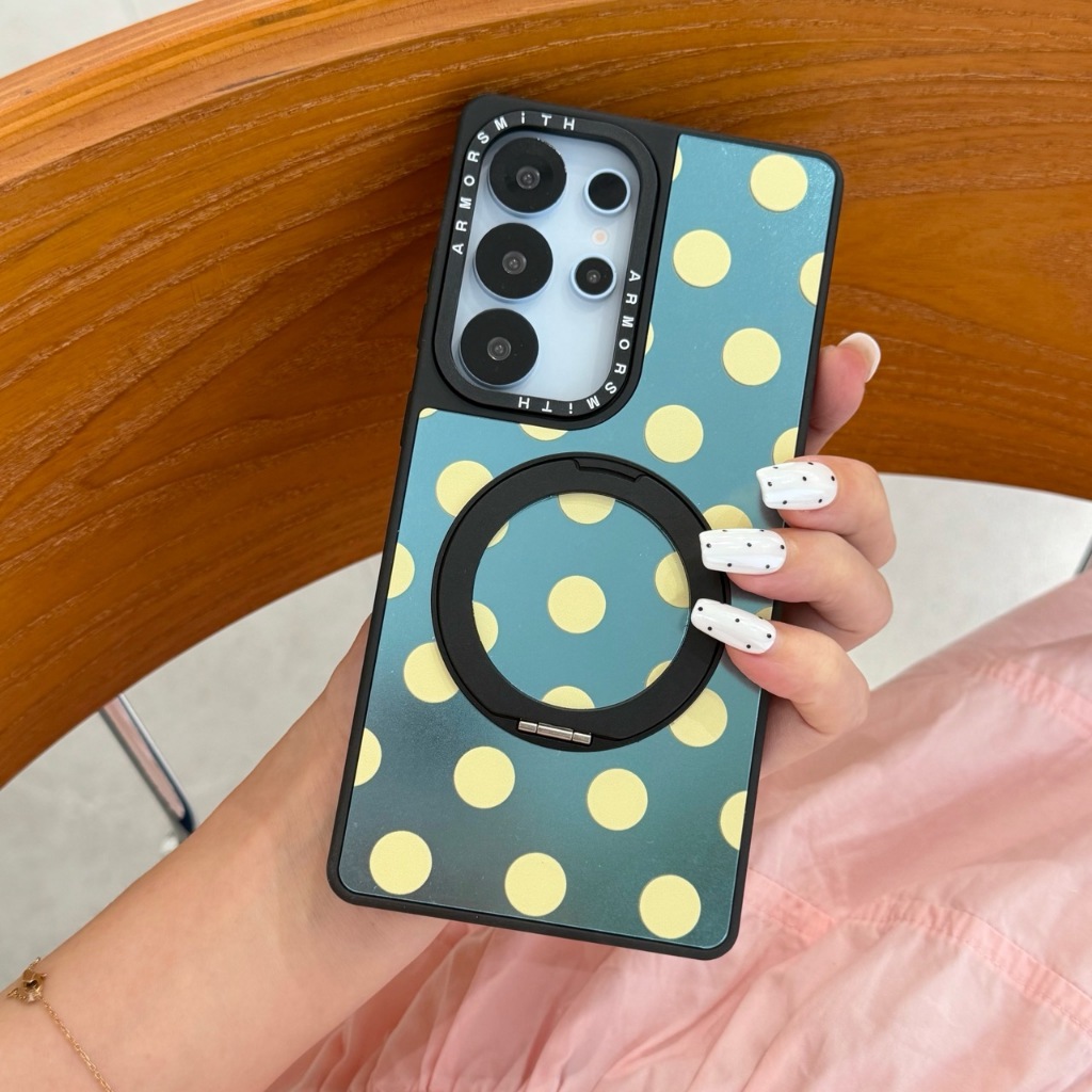 เหมาะสําหรับ Samsung Galaxy S23 S24 S25 S26 Ultra wave point mirror magnetic pivot เคสโทรศัพท์