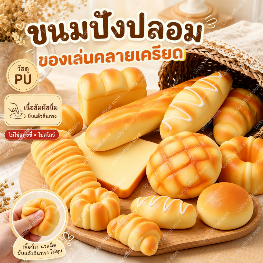 【ของเล่นคลายเครียด】ขนมปังนุ่มสุดบีบระบายความเครียด! ของเล่นผู้ใหญ่ ของตกแต่งบ้านสไตล์ญี่ปุ่น
