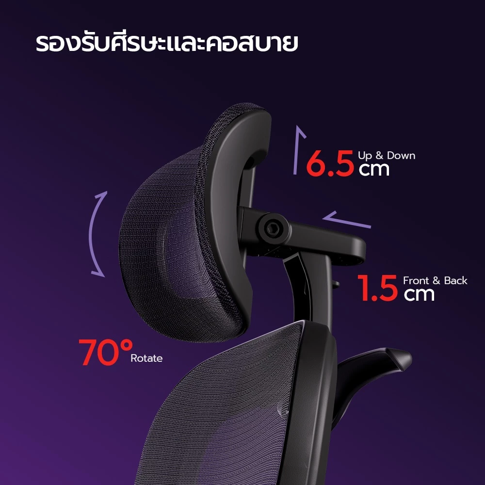 OKDO Baron Lite รองเอวอัตโนมัติ เก้าอี้สุขภาพ ตาข่ายระบายอากาศ เอนหลัง 135° ที่วางแขน 3D กระบอกแก๊สเกรด4 รับน้ำหนัก 200 กก. มีขาพักเท้า thumbnail 6
