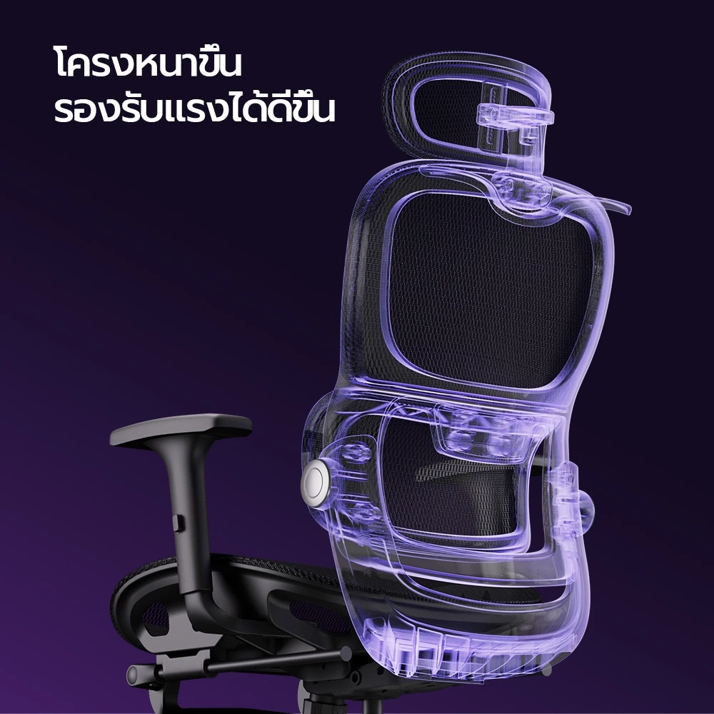 OKDO Baron Lite รองเอวอัตโนมัติ เก้าอี้สุขภาพ ตาข่ายระบายอากาศ เอนหลัง 135° ที่วางแขน 3D กระบอกแก๊สเกรด4 รับน้ำหนัก 200 กก. มีขาพักเท้า thumbnail 7
