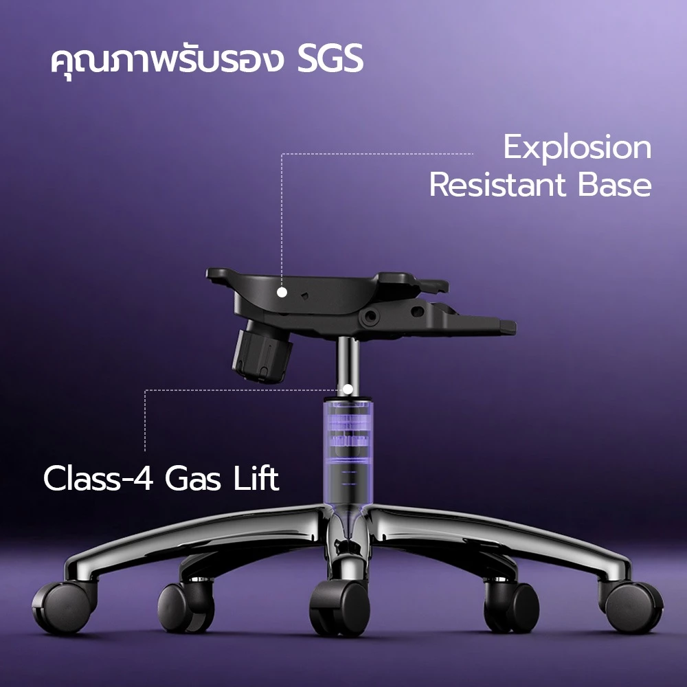 OKDO Baron Lite รองเอวอัตโนมัติ เก้าอี้สุขภาพ ตาข่ายระบายอากาศ เอนหลัง 135° ที่วางแขน 3D กระบอกแก๊สเกรด4 รับน้ำหนัก 200 กก. มีขาพักเท้า thumbnail 9