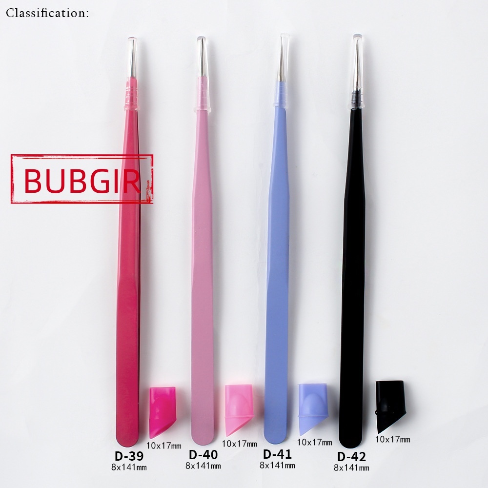 พร้อมส่ง bubgir nail（มี 4 สี） แหนบตรง พร้อมหัวกดซิลิโคน เลือกอัญมณี พลอยเทียม สําหรับตกแต่งเล็บ tweezers จับง่ายถนัดมือ ป้องกันไฟฟ้าสถิตย์ได้