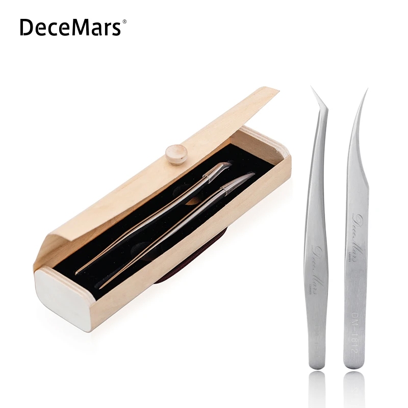 DeceMars แหนบปลายตรงและโค้ง Nipper สําหรับต่อขนตา