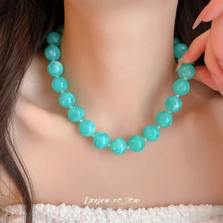 เดรช ลูกอม-สีรอบลูกปัดเค้นคอสร้อยคอหลายสีที่มีอยู่เรียบเรซิ่นลูกปัดออกแบบ มีชีวิตชีวา และสบายๆสไตล์สร้อยคอสําหรับผู้หญิงสวมใส่ทุกวันแ
