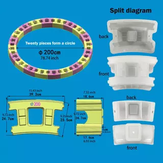 [pugwsl] บล็อกคอนกรีตประกอบที่มีประสิทธิภาพ Mould ABS รอบออกแบบโมดูลผนังอย่างดีสําหรับสวน Paver ซีเมนต์บ่อทํา