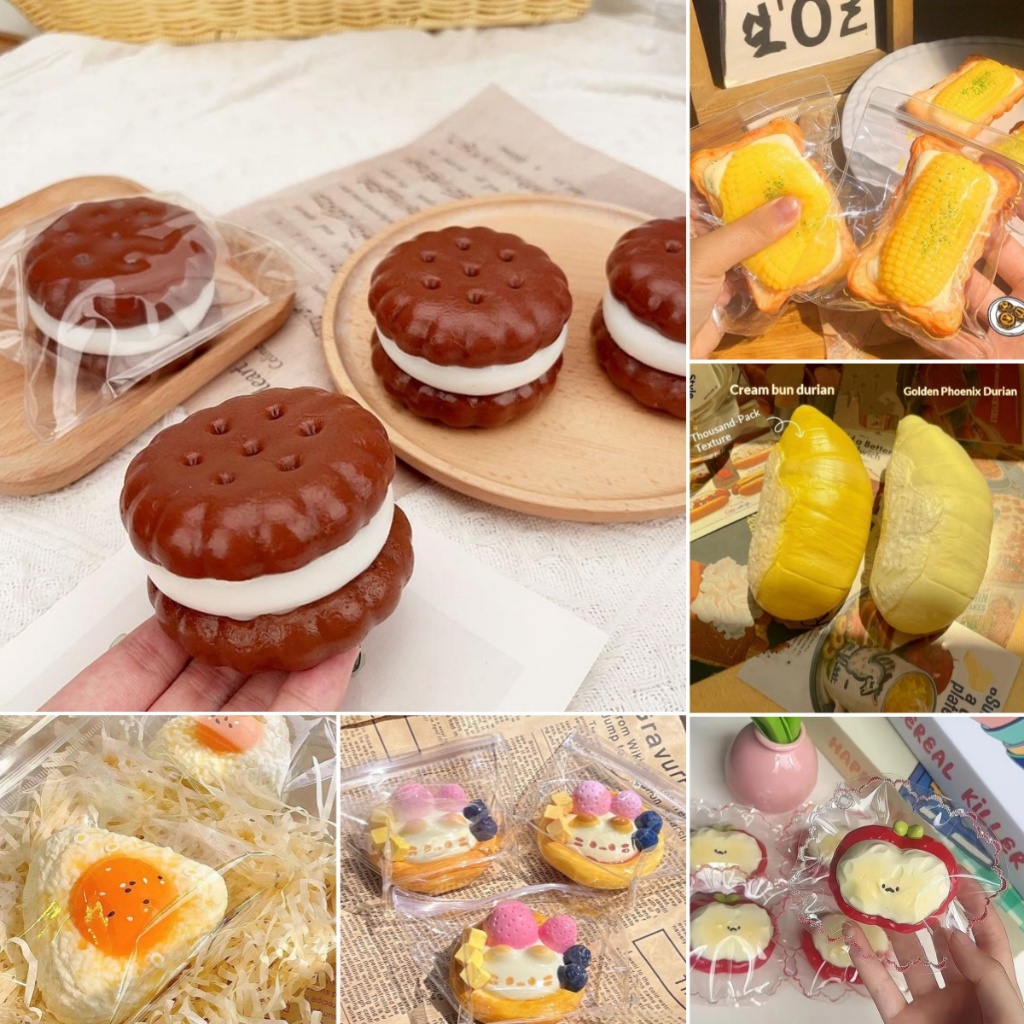 [qowine] Slowing Rising Squishy คุกกี้แซนวิชบีบของเล่นสําหรับ Sensory Relief Focus Fidget ความเครียดของเล่นสําหรับห้องเรียน Office TH