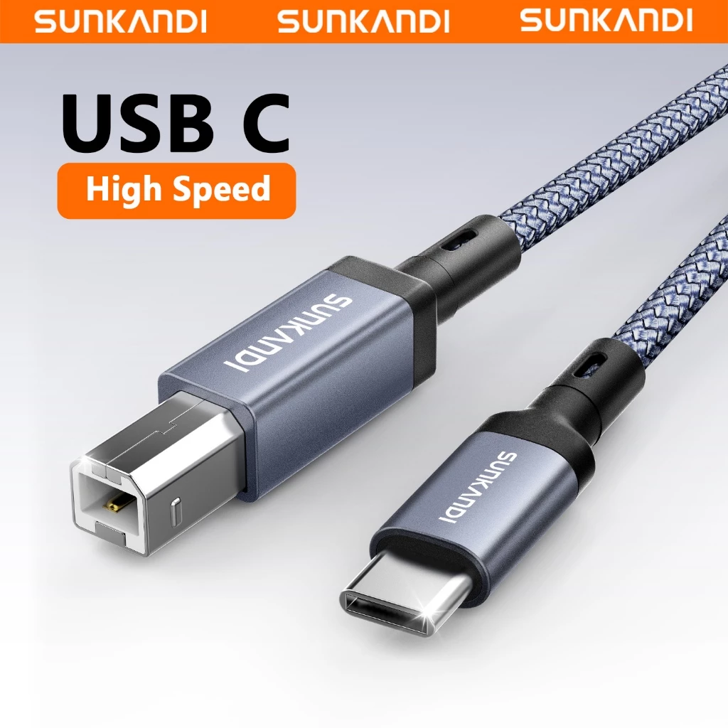 SUNKANDI Type-C ถึง USB-B สายเคเบิลข้อมูลเครื่องพิมพ์พร้อมอะแดปเตอร์ USB-C เหมาะสําหรับโน้ตบุ๊ค Universal สําหรับเครื่องพิมพ์