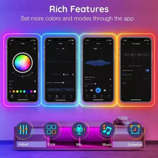R RGB ไฟ LED Strip กันน้ํา 5M/10M APP ควบคุมแสงนีออนตกแต่งห้อง Party Bar Cafe ของขวัญ
