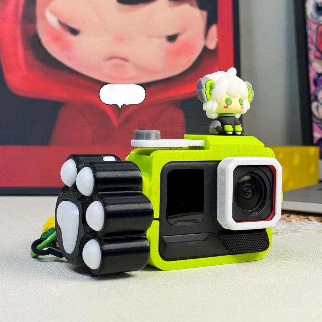 กรงกันกระแทกสำหรับ Insta360 Ace Pro / Pro 2 – ชุดมือจับสไตล์สตรีทพร้อมปุ่มชัตเตอร์และตุ๊กตาการ์ตูนน่ารัก – อุปกรณ์เสริมกล้องแอคชั่น