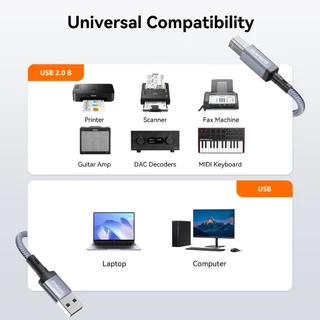 SUNKANDI สายเครื่องพิมพ์ USB 2.0 Type-B ชายกับชายสําหรับ Canon Epson HP