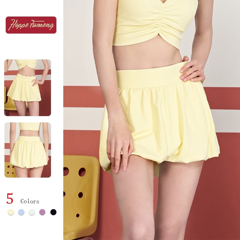 ฤดูร้อน Bud โยคะ Skort เอวสูง Slim Anti-Exposure กระโปรงเทนนิสสําหรับฟิตเนสการฝึกอบรมกลางแจ้ง