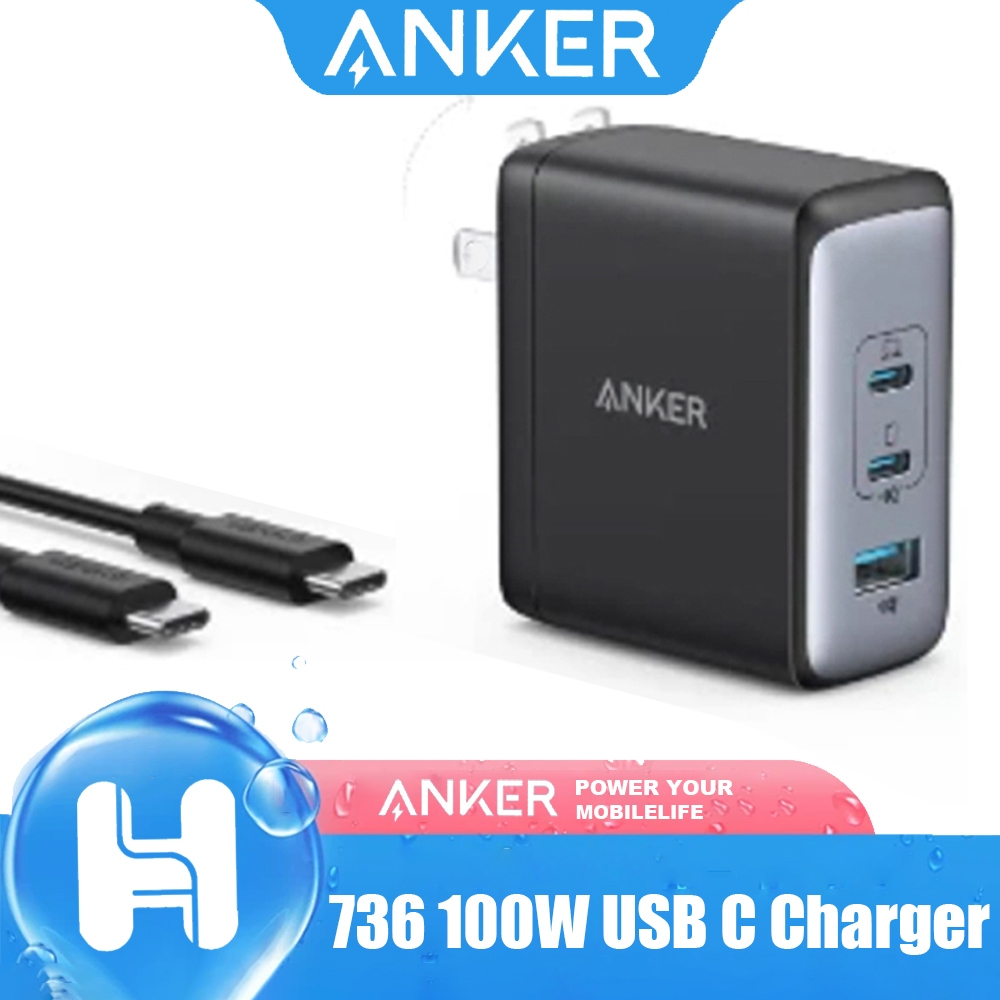 Anke r 100W USB C Charger, 736 Charger (Nano Il 100W), 3-Port Fast Compact Wall Charger